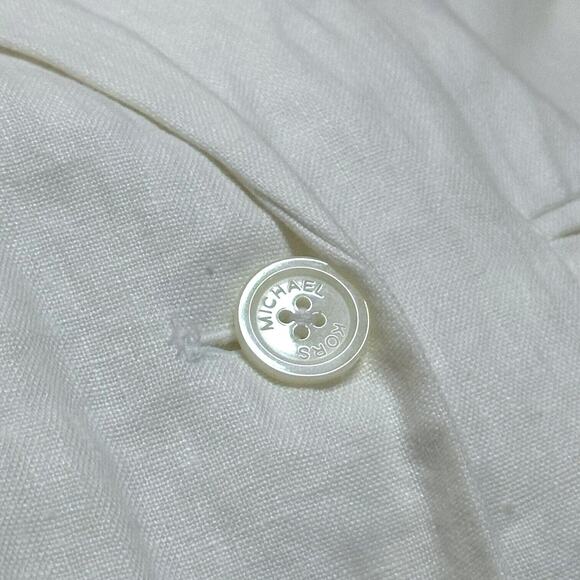 MICHAEL KORS 100% Linen Cream Blazer Gathered Sleeve One-Button Standard Notch 6 - Picture 8 of 11